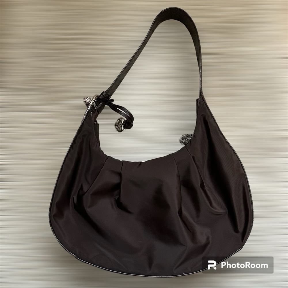 Brighton Brown Leather & Nylon Shoulder Bag - Picture 2 of 11